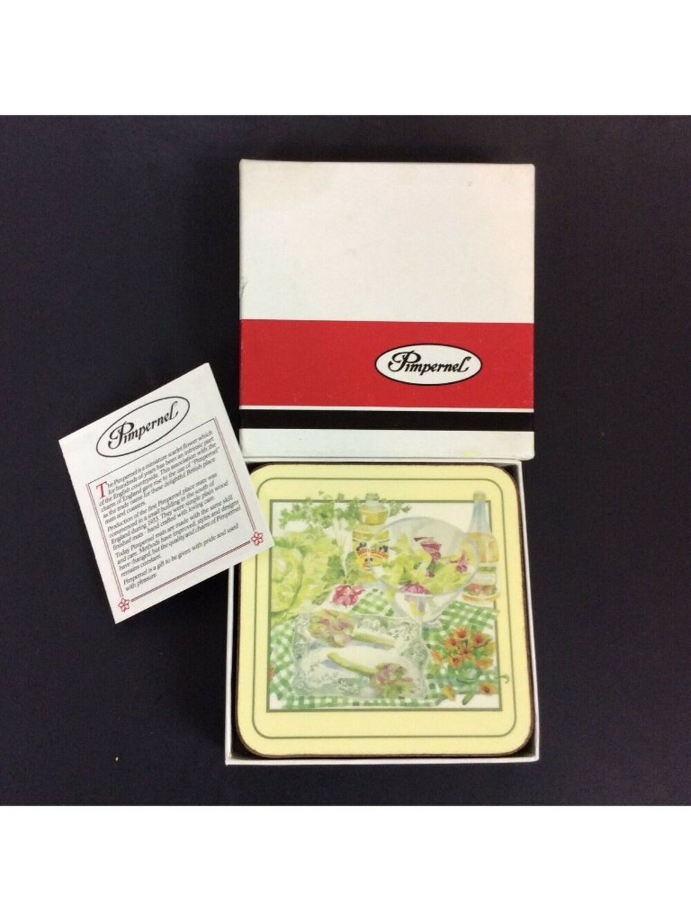 Pimpernel 6 Coasters Salad Days 9410 Cork Backed England with Box